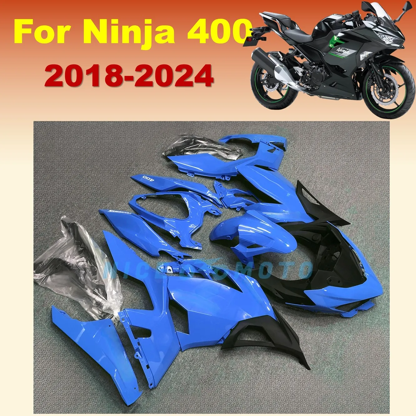 Синие комплекты обтекателей для мотоцикла подходят Kawasaki Ninja400 EX400 2018 2019 2020 2021 2022 2023