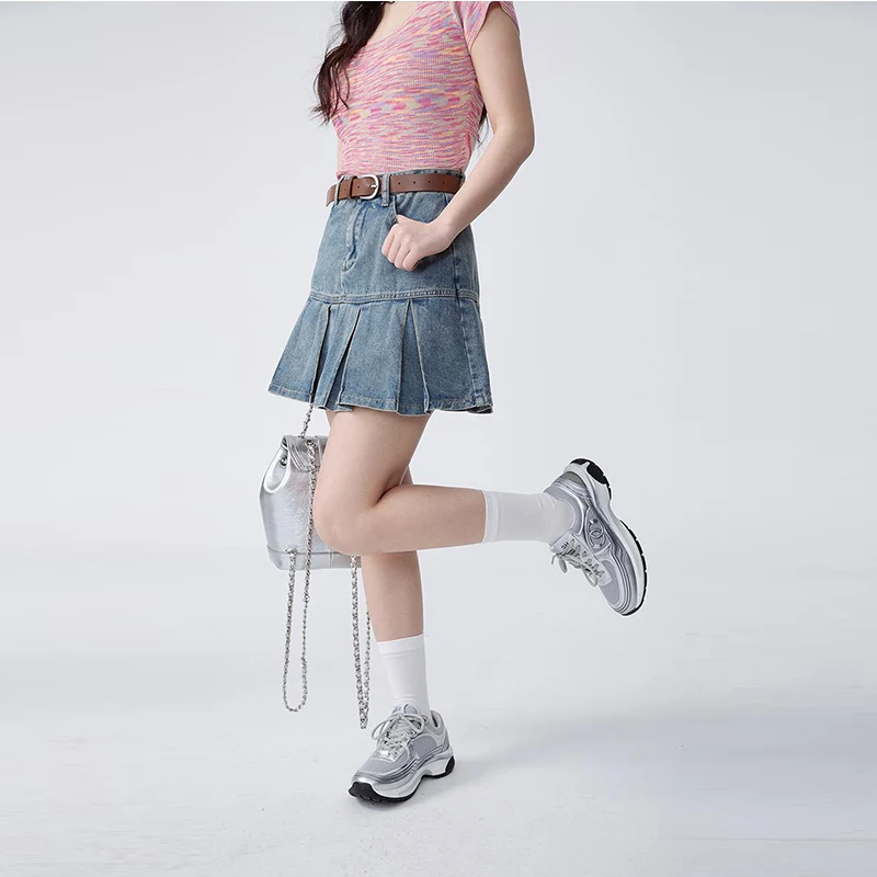 Короткая плиссированная юбка для женщин Новинка лета 2024 трапециевидная короткая