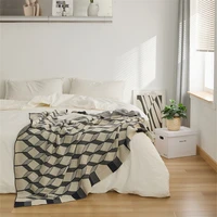 line blankets for sofa bed decorative nordic style home cotton knit geometric pattern shawl cover blanket