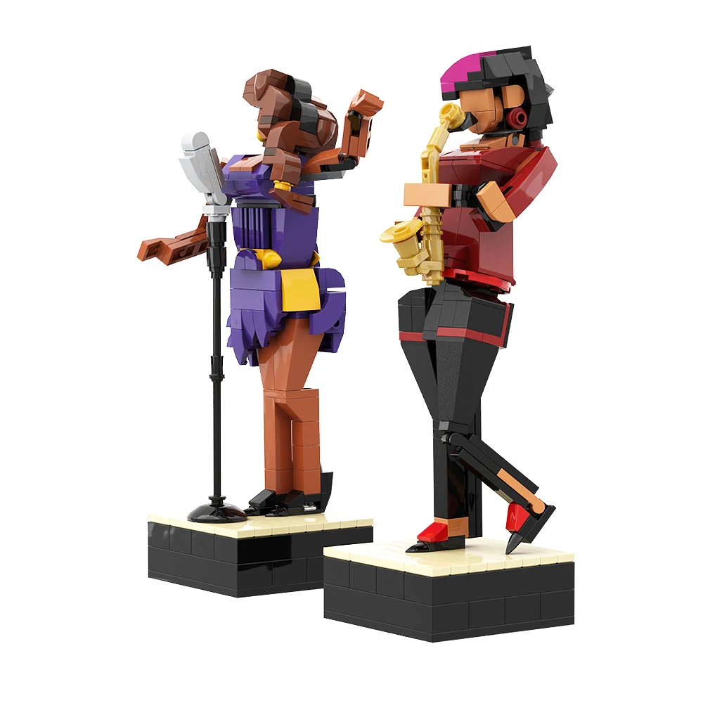 Набор строительных блоков gobrick MOC для джазового клуба Музыкальный красный кирпич