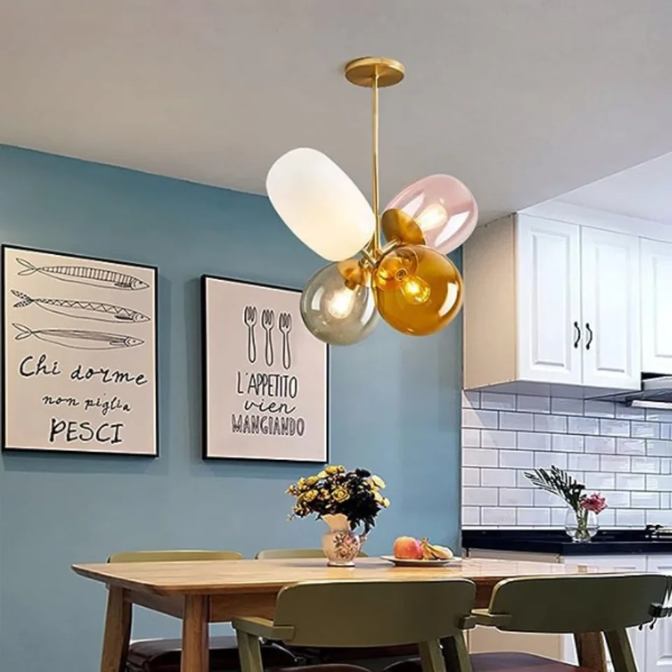 

Современная индивидуальная стеклянная подвеска в виде воздушного шара, Оригинальная лампа для бара, магазина одежды, домашнее освещение, Декор, люстра для кухни, спальни