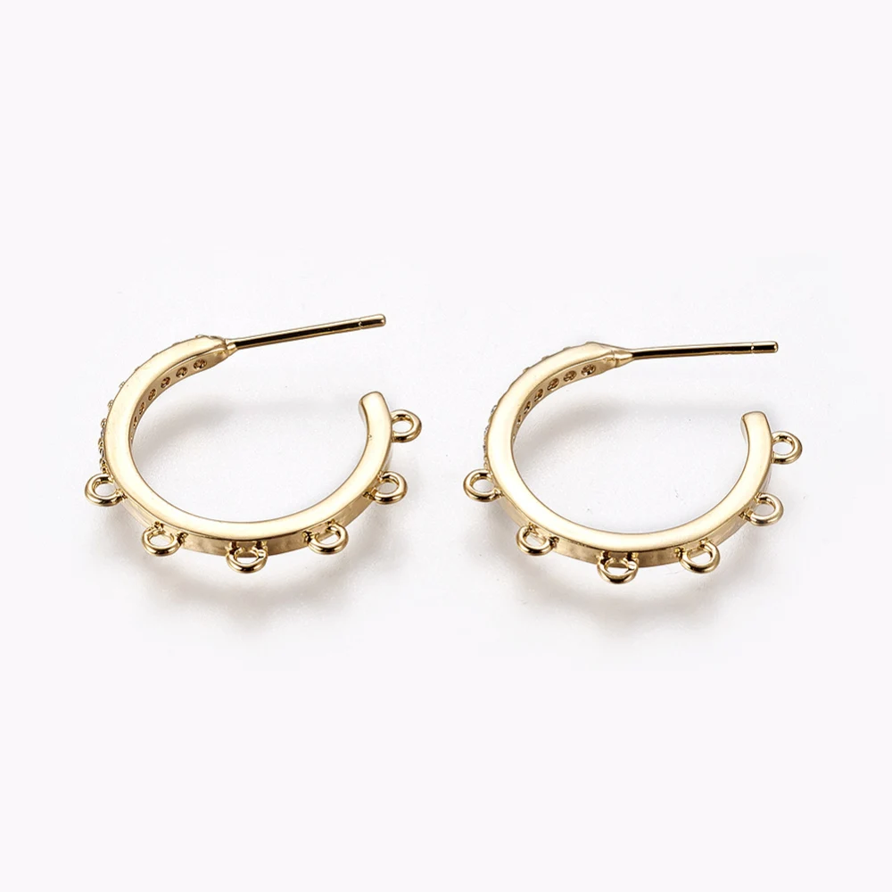 

2 pc Brass Stud Earring Findings Half Hoop Earrings with Loop Nickel Free Long-Lasting Plated Real 18K Gold Plated 21x2mm