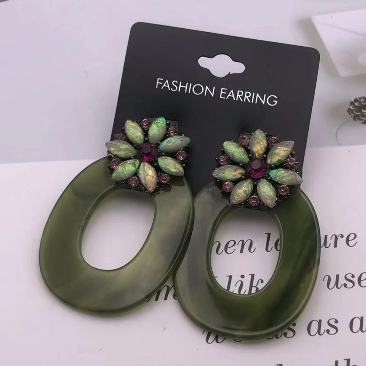 Big Geometric Plastic Drop Earrings for Women Girls Jewel Embelished Big Acrylic Statement Dangle Earring Vintage Jewelry 2022 images - 6