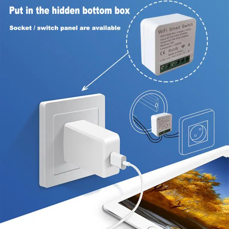 

RYRA 16A Smart Switch 2-way Control Timer WiFi Wireless Switch Smart Home Compatible With Alexa Google Home 2.4G Remote Control