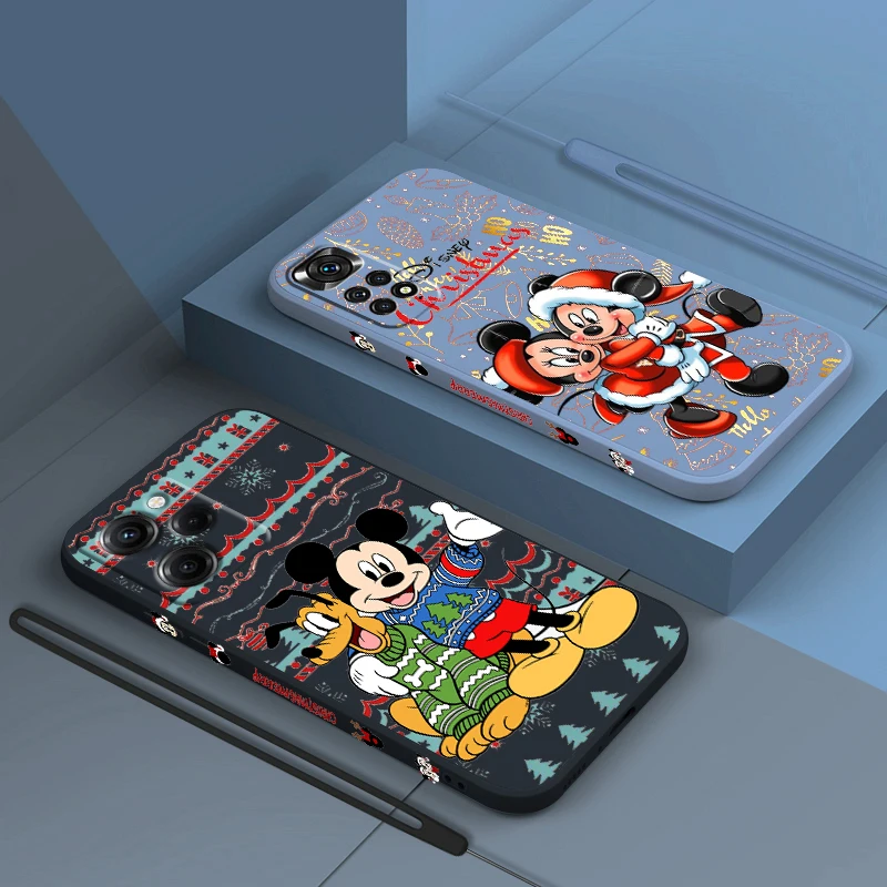 

Christmas Anime Mickey For Xiaomi Redmi Note 12 11 11T 10 10S 9 9S 9T 8 8T 7 Pro Plus Speed Liquid Left Rope Phone Case