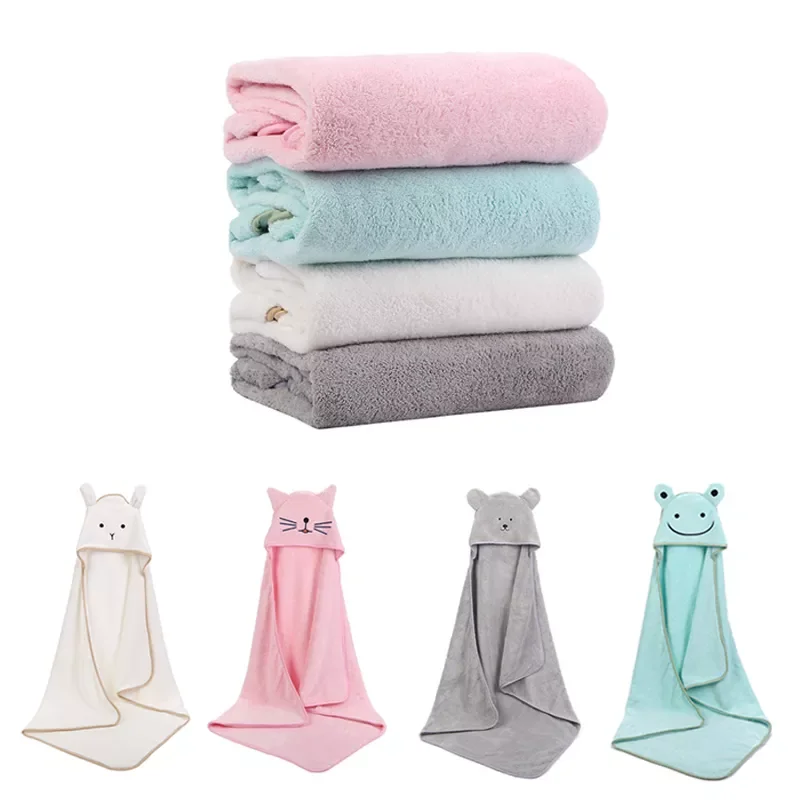 Bath Towel Baby Towel Newborn with Hood Cartoon Coral Fleece Infant Towels Blanket Newborn Baby Bathrobe Infant