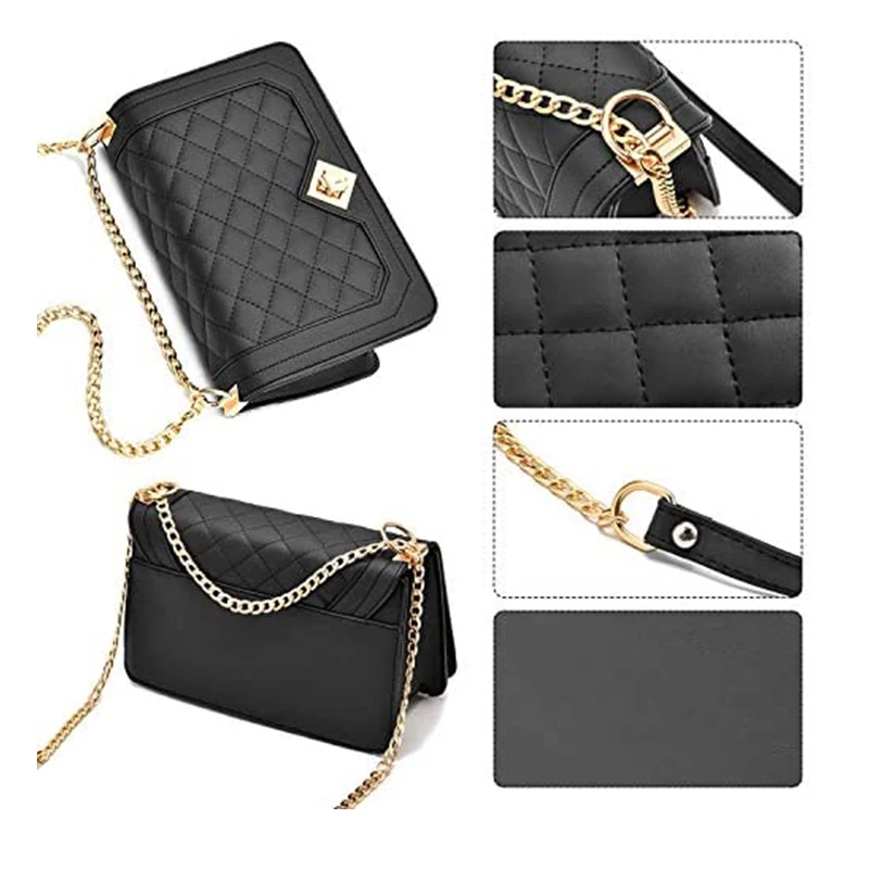 Crossbody Bags for Women Small Handbags PU Leather Shoulder Bag Ladies Purse Evening Bag Quilted Satchels with Chain Strap Gift