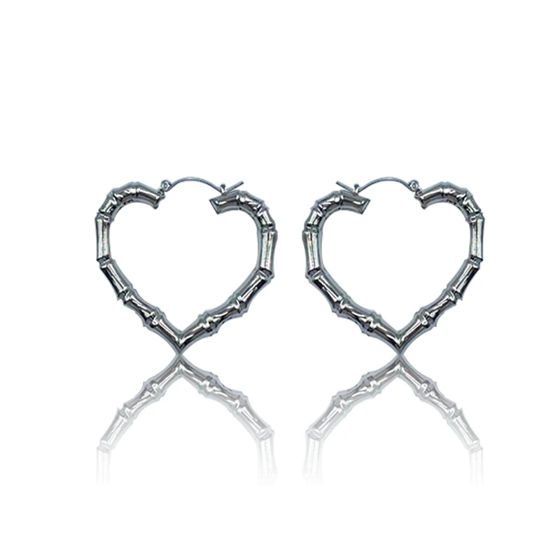 Металлические бамбуковые шарнирные высококачественные серьги в форме сердца