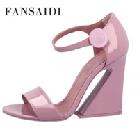 fansaidi fashion summer womens shoes pink narrow band ankle strap strange style heels sandales party shoes sexy 40 41 42 43