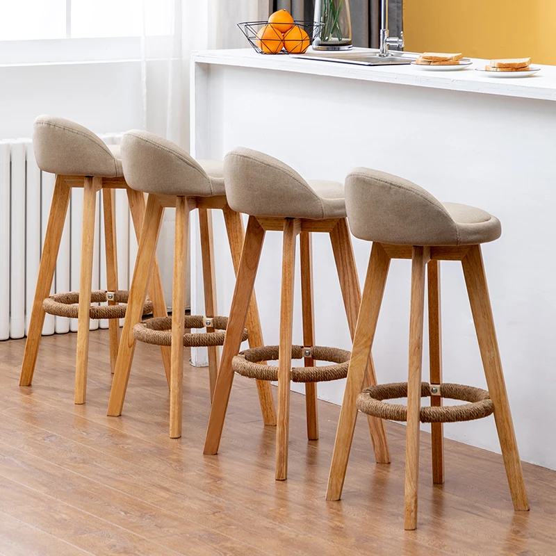 

Retro Solid Wood Bar Chair Simple Rotating High Stool Bar Stool Creative Bar Chair Domestic High Dining Chair Counter Stool