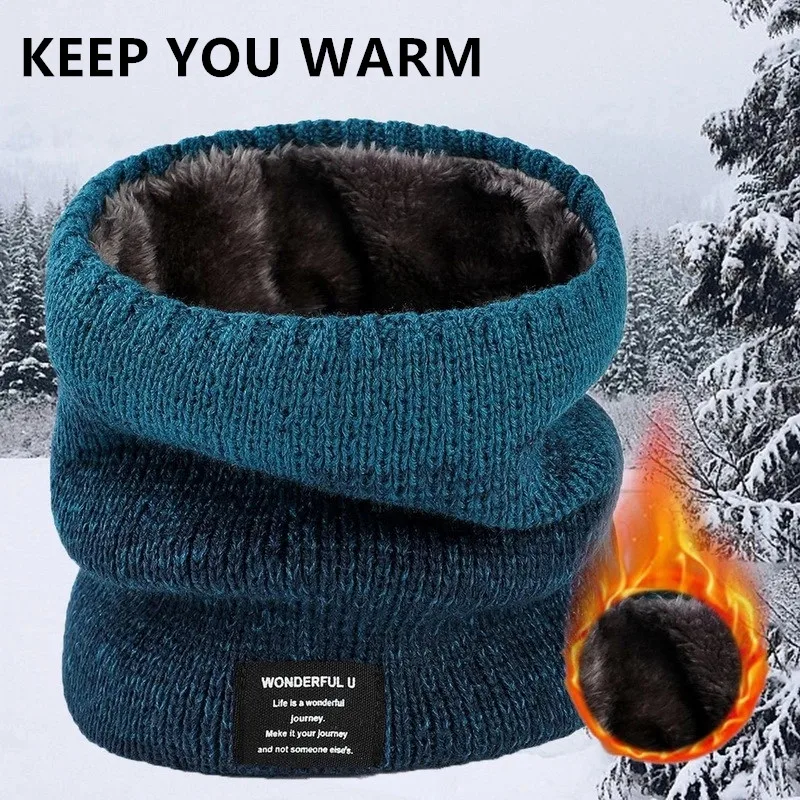 

14 Colors Winter Scarf for Men Fleece Ring Bandana Knitted Warm Solid Scarf Women Neck Warmer Thick Cashmere Hot Ski Bib