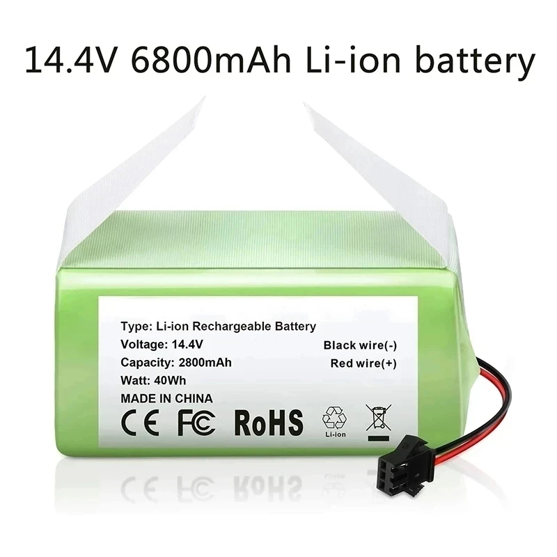 

14.4V 6800mAh Li-ion Battery for Conga 990 1090 Tesvor X500 Ecovacs Deebot N79 N79S DN622 Eufy RoboVac 11 11S RoboVac 30b