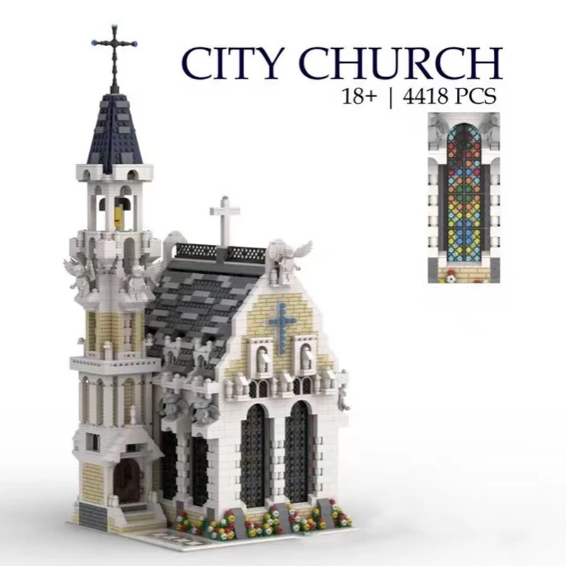

Creative Expert Street Views Medieval City Church Moc Bricks Modular House Model Building Blocks Toys Famous Architecture 033006