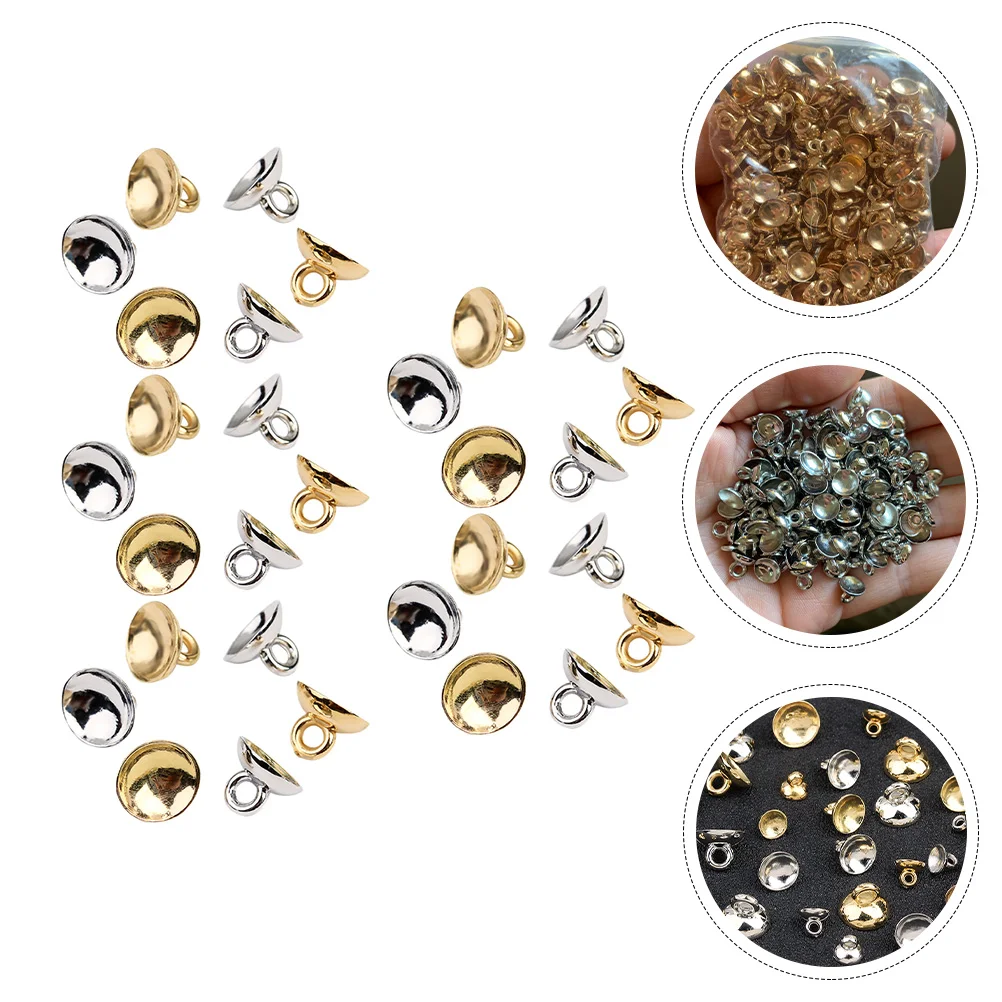 

400 Pcs Bowl-shaped Round Hanger Pearl Bail Pin Gold Plated Jewelry Half-drilled Beads Accessories Tray Cup Pendant Connector