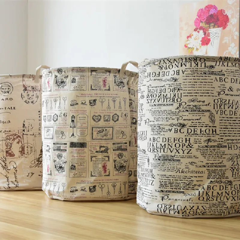 

Retro Style Storage Bag Foldable Laundry Basket Washable Mesh Waterproof Durable Laundry Bag Organizer Home Bedroom Bathroom