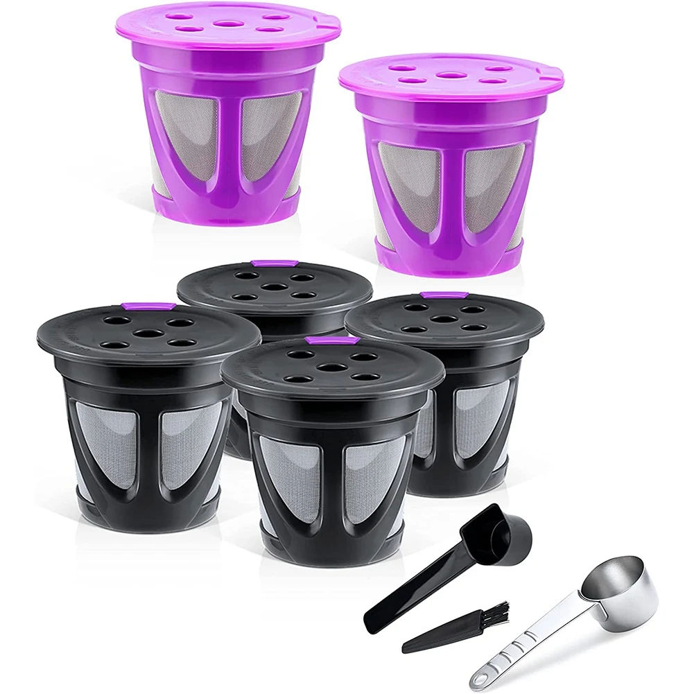 

Refillable K Cups for Keurig, Coffee K-Cup Capsule Filter Pods Compatible for Keurig Coffee Maker, 4 Black 2 Purple