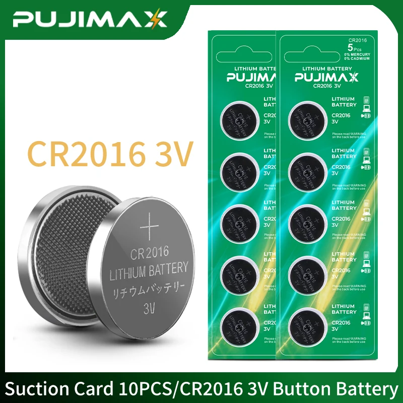 

PUJIMAX 10pc CR2016 3V Lithium Battery KE2016 5000LC SB-T11 BR2016 LM2016 L10 For Cholesterol Watch Toy Car Key Button Cell Coin