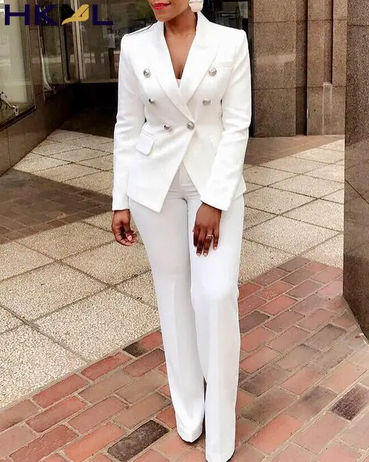 

Elastic Long Pants Pure Color 2 Piece Set 2021 Fashion Hot Sale Women Street Casual Style Long Sleeve One Buttons Lapel Top