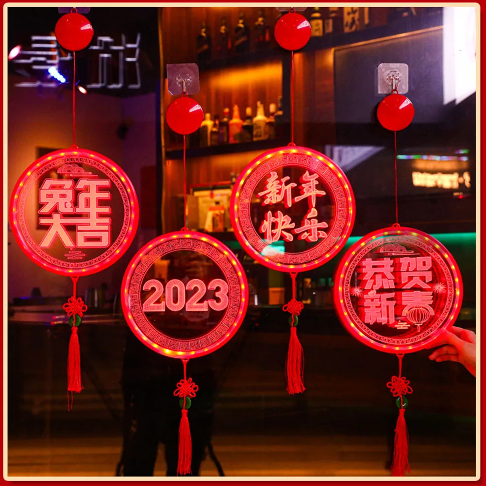 

3D LED Disc Hanging Lamp Battery Powered New Year Round Hanging Light Acrylic Low Voltage Safety Background Props for Home Party