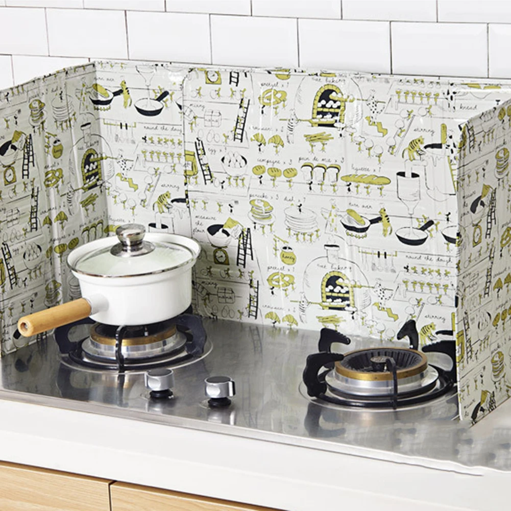 

Kitchen Oil Splatter Shield Guard Aluminium Foil Gas Stove Splash Proof Baffle Magnetic Heat Resistant Board Plate