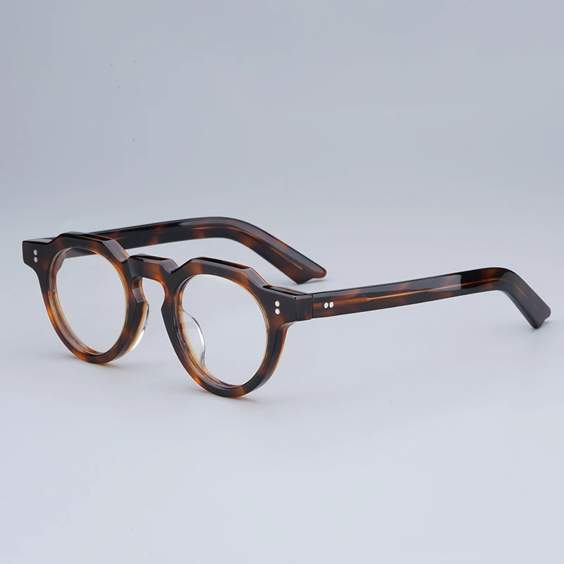 

JAPANESE Top Quality Acetate Round Eyeglasses Frames Polygon Retro Designer Brand Men Glasses Myopia Optical Eyewear