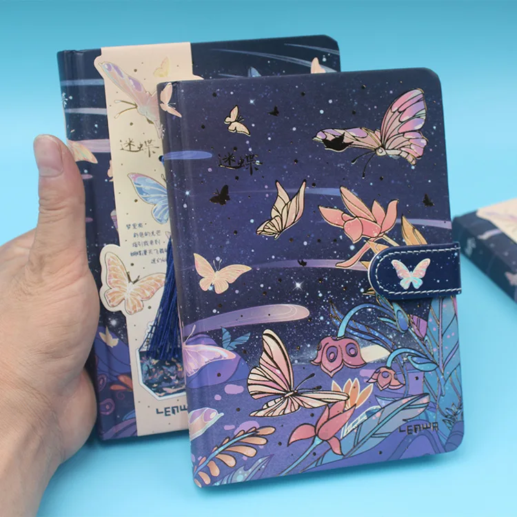 

The Butterfly Floral Notebook Hardcover Journal 125*175mm Colorful Pages Lined Paper 224P Vintage School Office Stationery Gift