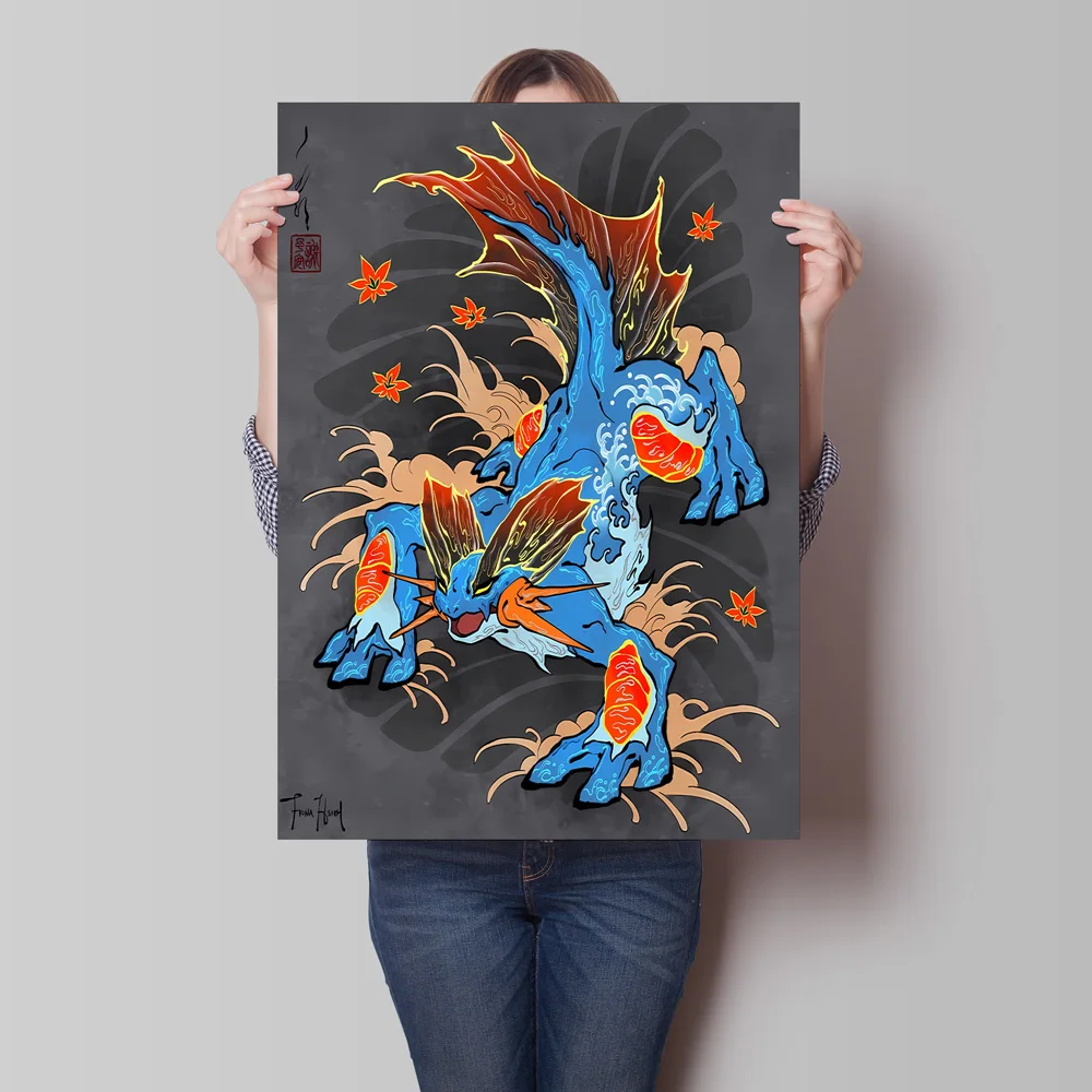 Фото Аниме персонаж фотографии Pokemon Swampert плакат персонаж мультфильма классическая гостиная украшение дома подарок холст живопись №3