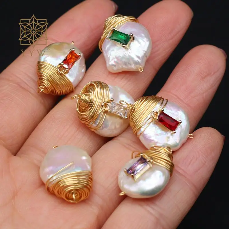 

Luxury Diamonds Connector Freshwater Natural Baroque Pearl Connector With Brass Cubic Zirconia Micro Pave Connector Diy Making