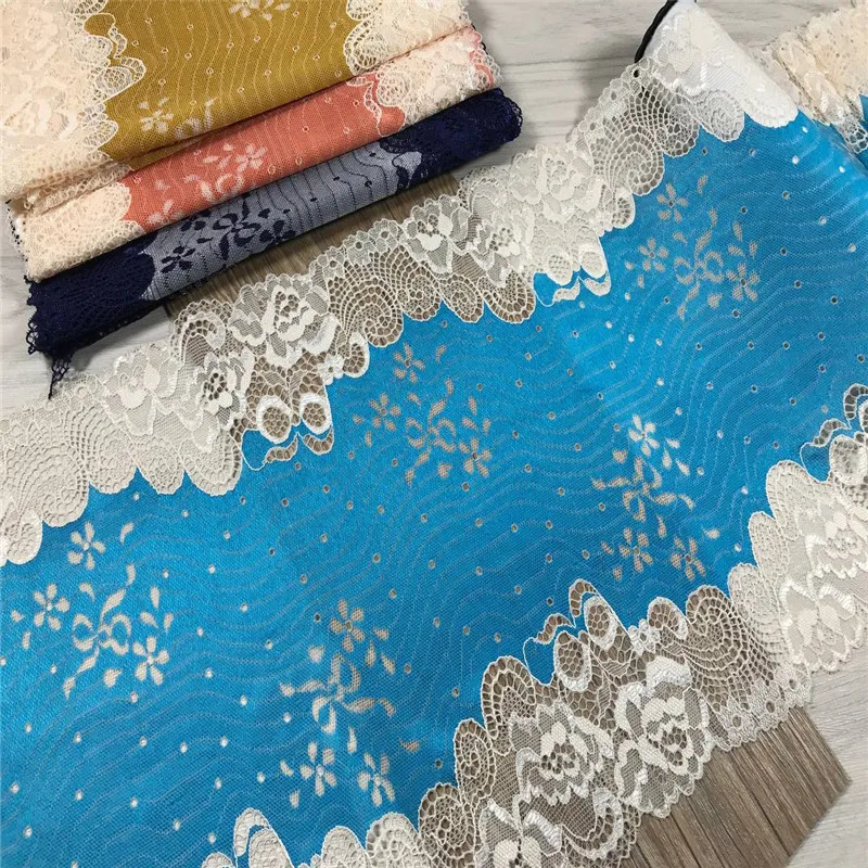 

Stretch Lace Trim DIY Lingerie Accessories Neon Embroidered Elastic Lace Fabric for Bra Sewing Crafts