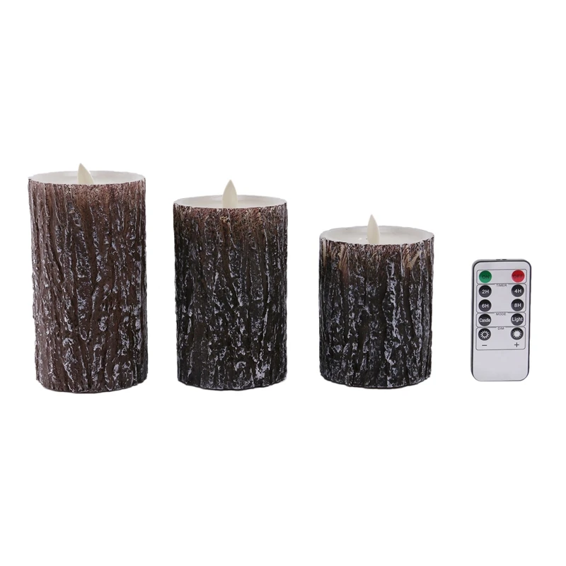 

Беспламенные Свечи из кедровой коры, беспламенные светодиодсветодиодный колонны из настоящего воска включают реалистичное мерцающее плам...
