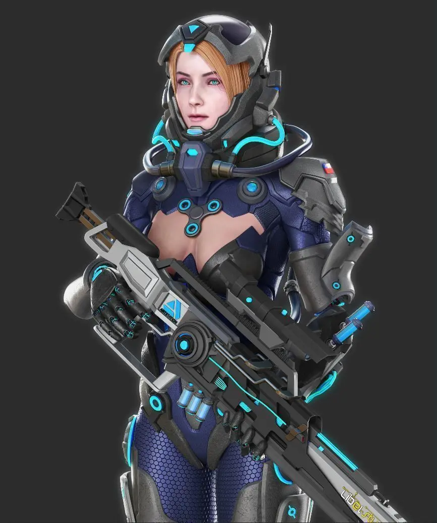 

1/24 75mm 1/18 100mm Resin Model Kits Future Female Soldier Figure Unpainted No Color RW-568