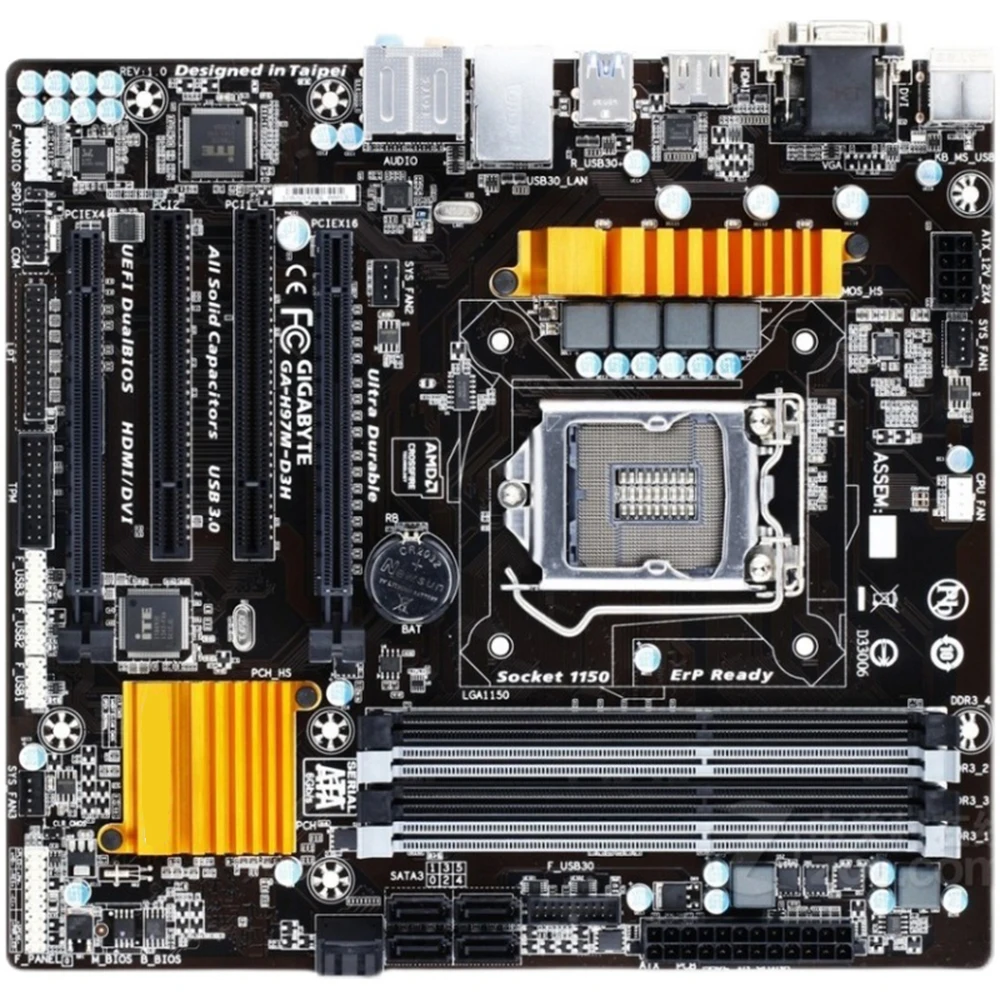 

Для Gigabyte GA-H97M-D3H Socket LGA 1150 DDR3 Micro ATX материнская плата VGA DVI HDMI б/у