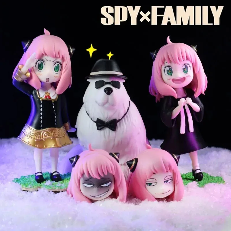 12CM Anya Forger Bond PVC Replaceable Head Mini Spy X Family Figures Loid Forger Yor Forger Figurine Manga Doll Cute Toys