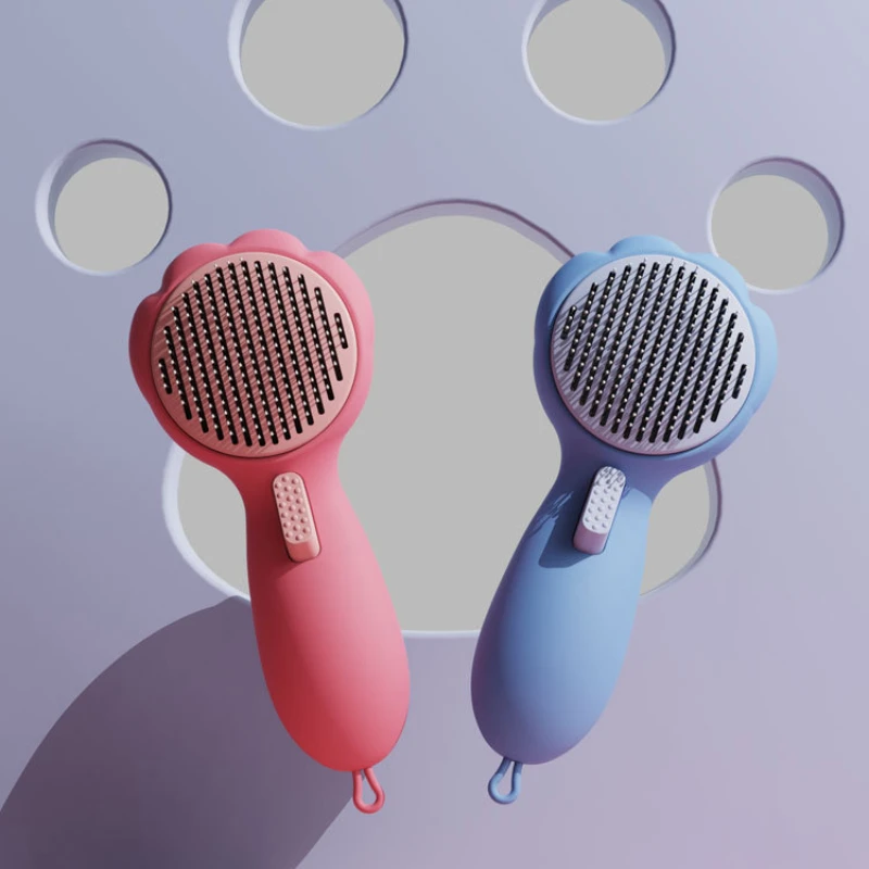 

Расческа автоматическая для домашних животных, Расческа с иглой для выцветания кошек и собак, самоочищающаяся, с одним нажатием