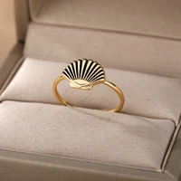 stainless steel shell rings for women men gold silver color male female ring engagement wedding party finger jewelry
