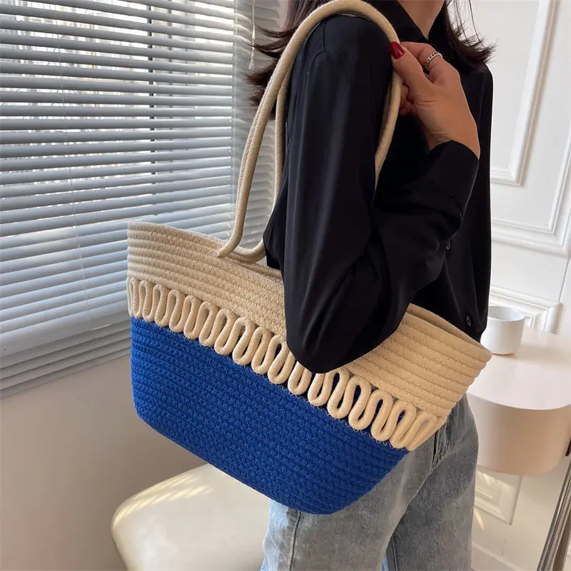 2022 New Grass Capital Fashion Trend Weaving Bags Beach Bags Large -capacity Tot Basket Basket Bag