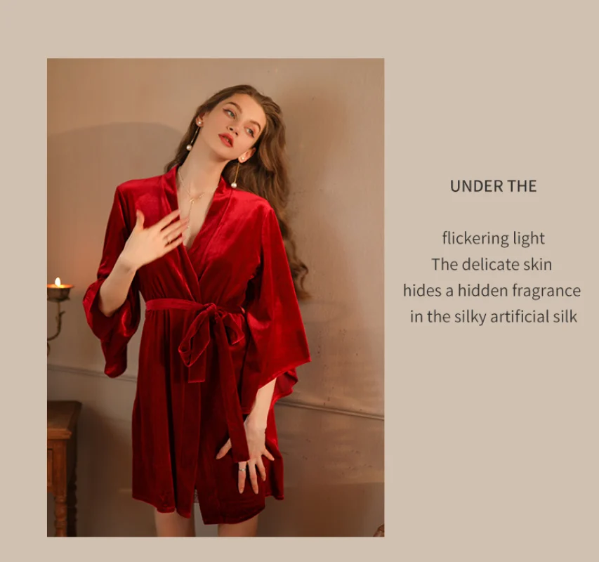 Однотонный халат пикантная ночная рубашка с нагрудной подушкой кружевная пижама