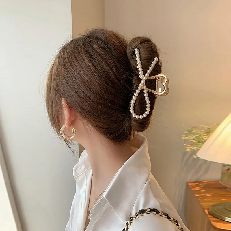 

Mode Boog Parel Strass Haar Klauwen Koreaanse Geometrische Haar Klem Grijpen Haar Clips Voor Vrouwen Meisjes Haarspeld Haar