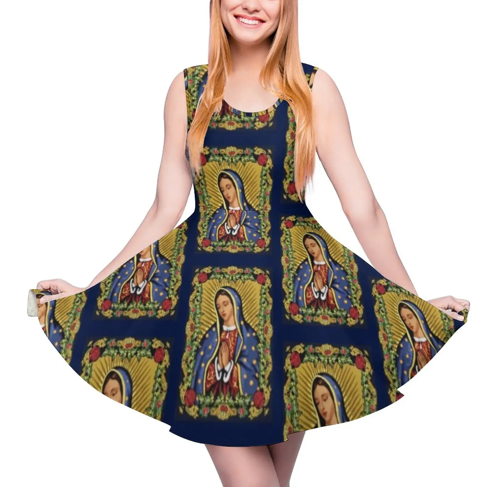 

Our Lady of Guadalupe Dress Virgin Mary Kawaii Dresses High Waist Korean Fashion Skate Dress Female Graphic Clothes Gift Idea