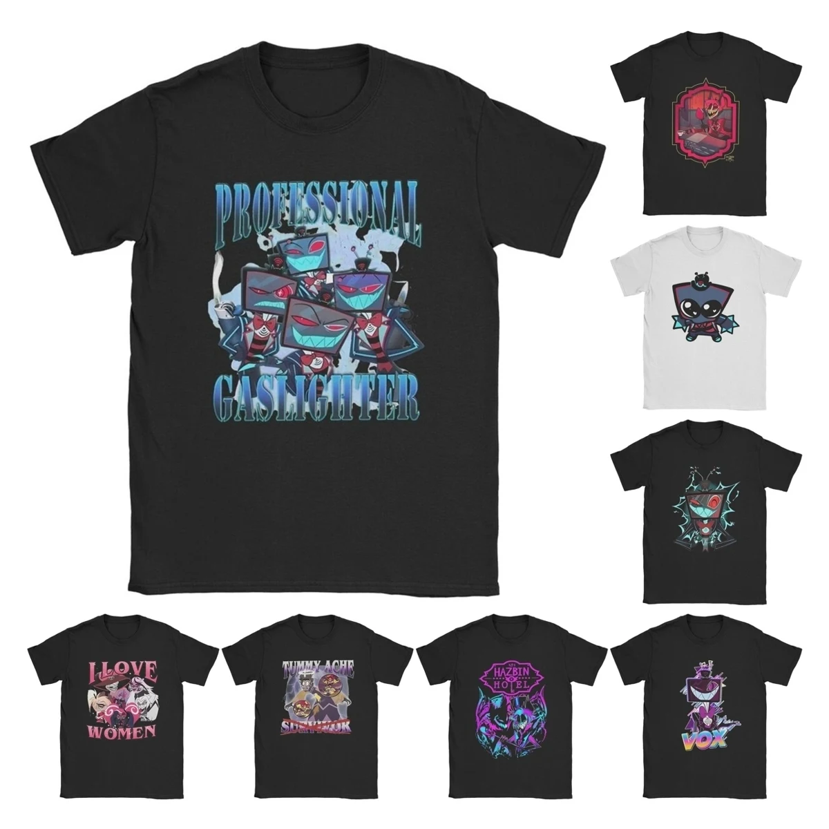 Футболка Hazbin Alastor Hotels мужская хлопковая Повседневная рубашка с круглым