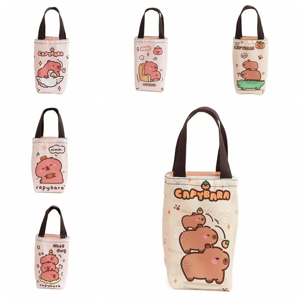 Милая сумка с капибарой холщовая сумка-мессенджер для хранения стакана водой