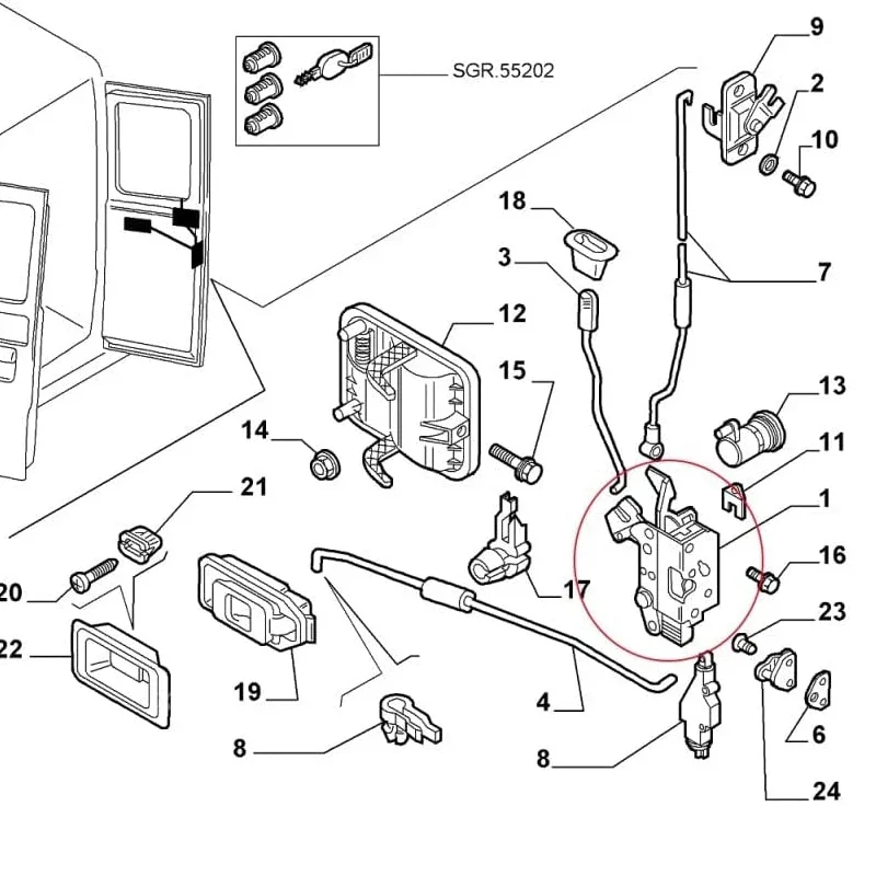 Задний дверной замок для Fiat Ducato Citroen Jumper Peugeot Boxer 94-06 1339731080 1339728080