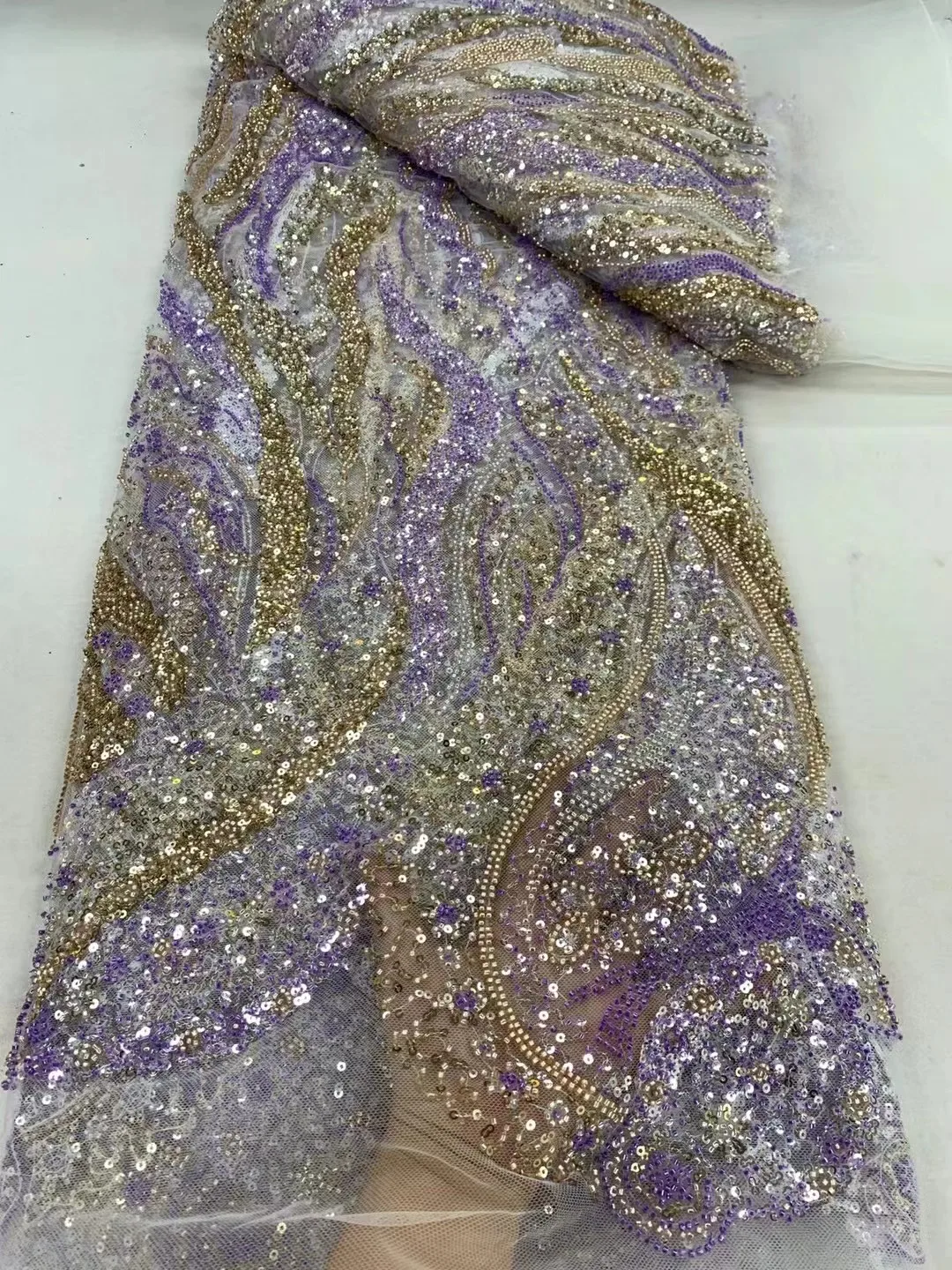 Роскошная Тюлевая вышивка из бисера африканская кружевная ткань 2024