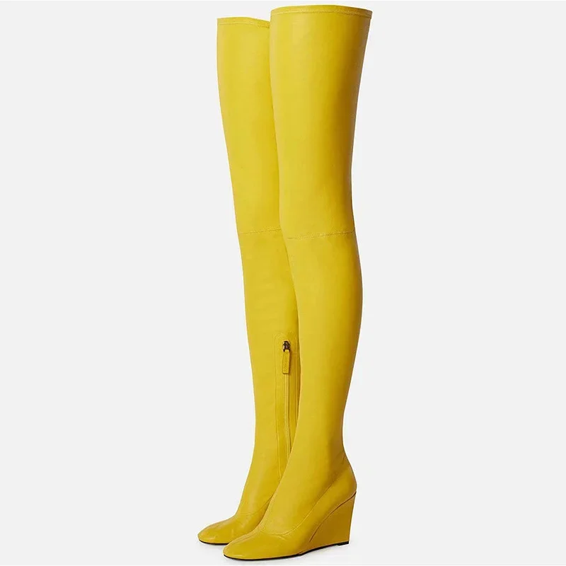 Новые европейские и американские женские сапоги выше колена с круглым носком