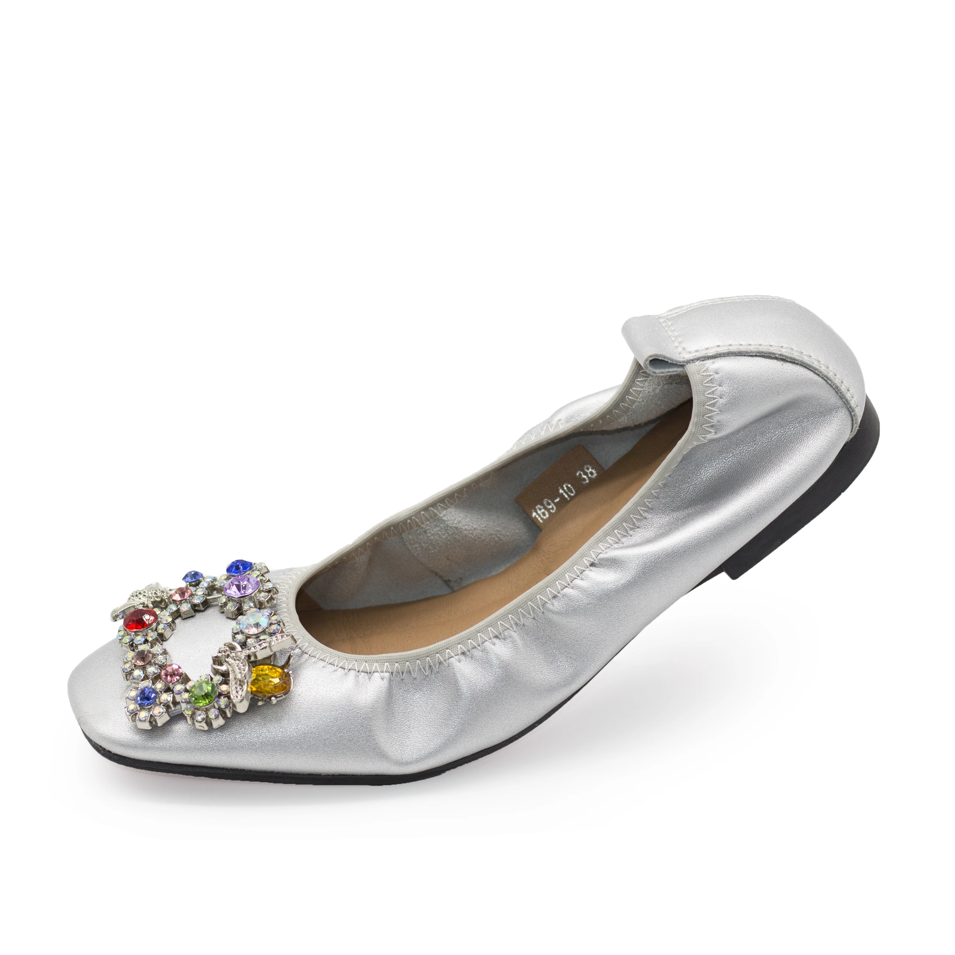 169-10 Red Floral Rhinestone Women Ballet Flats Party Wedding Dancing Banana Shoes Comfort Women's Flat Shoes for Girls