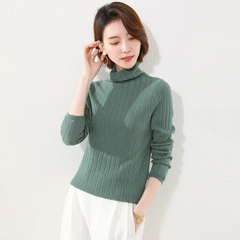 

Pure Wool Sweater Short Sweater Women Autumn and Winter Clothing 2021 New Style Loose Pile Collar Foreign Style Bottoming Shirt