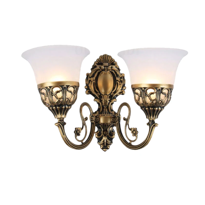 

American Glass Wall Light Loft Study Foyer Dining Room Retro Bedside Sconce Luxury European Stair Single/Double heads Wall Lamps