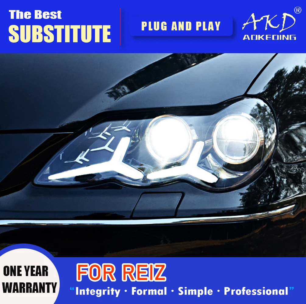 

AKD Head Lamp for Toyota Mark X LED Headlight 205-2009 Headlights Reiz DRL Turn Signal High Beam Angel Eye Projector Lens