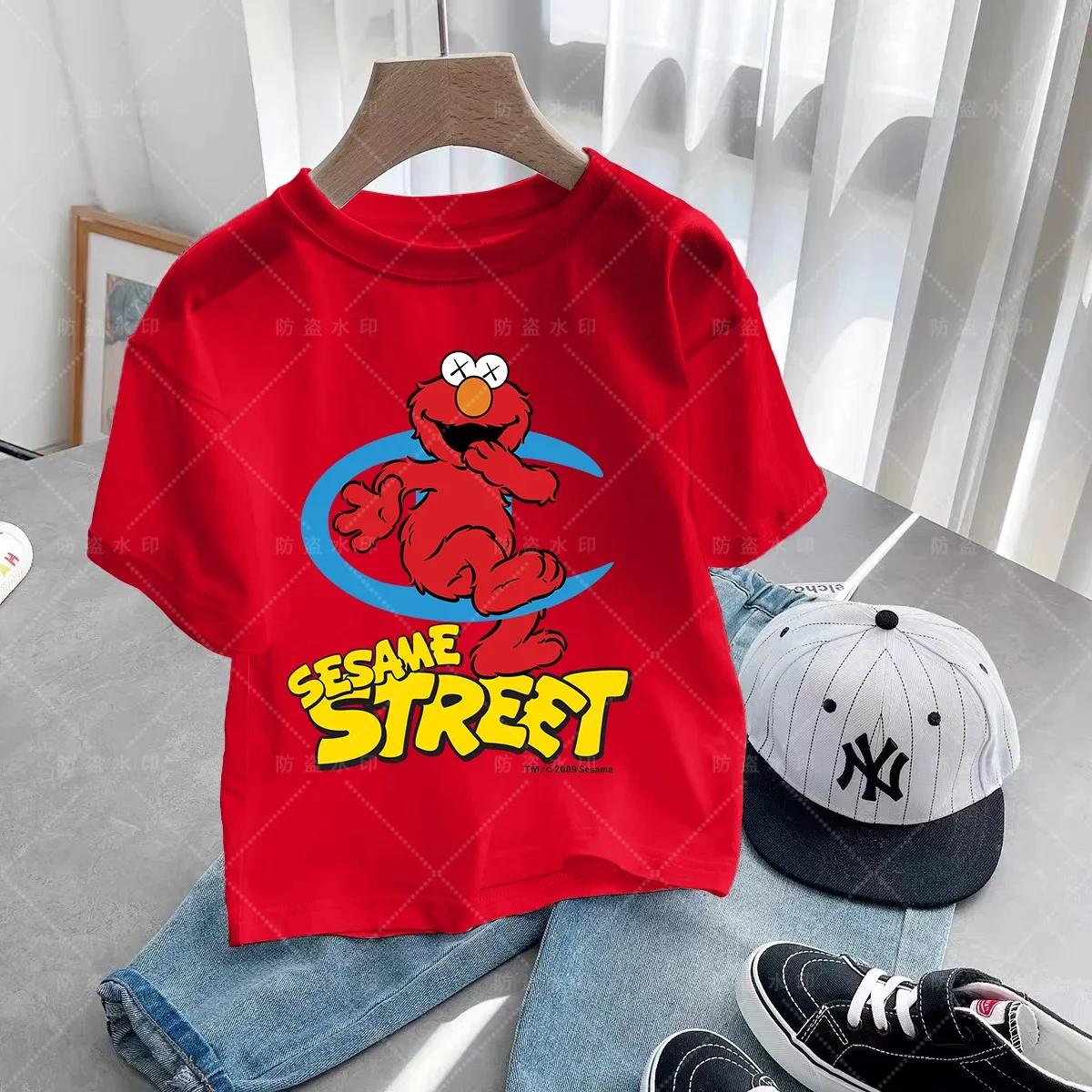 Красочная Футболка С Короткими Рукавами Для Детей Мультяшным Принтом Street Sesame Fun