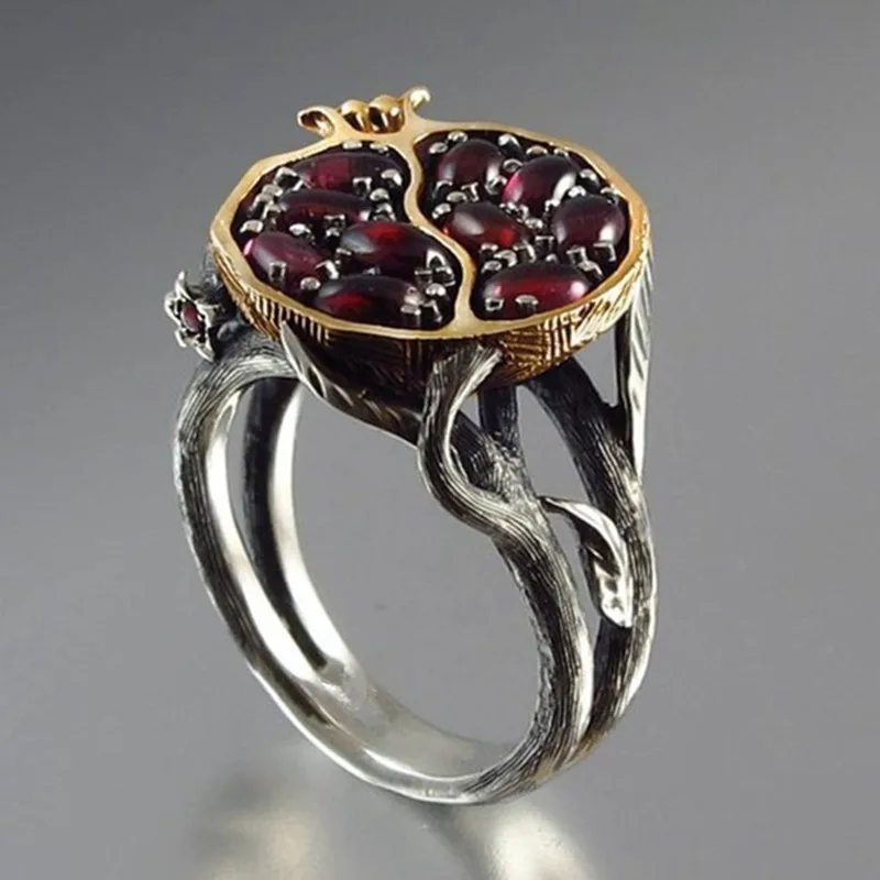 

Vintage Natural Silver Rings, Gemstones, Red Pomegranates, 18k Rose Gold, Ethnic, Rattan, Birthday and Christmas Gifts